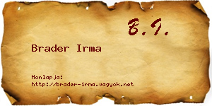 Brader Irma névjegykártya